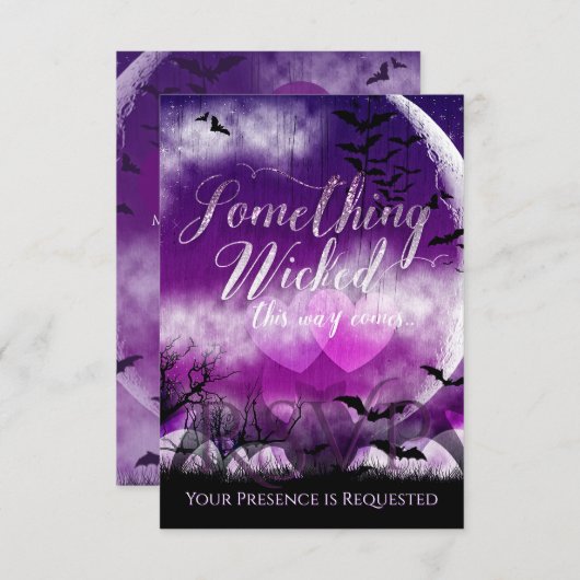 Wicked Fun Halloween Love Moon Wedding Vertical 出欠カード (正面/裏面)