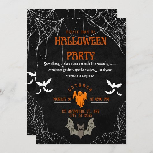 Wicked Ghost Halloween Party Invite 招待状 (正面/裏面)