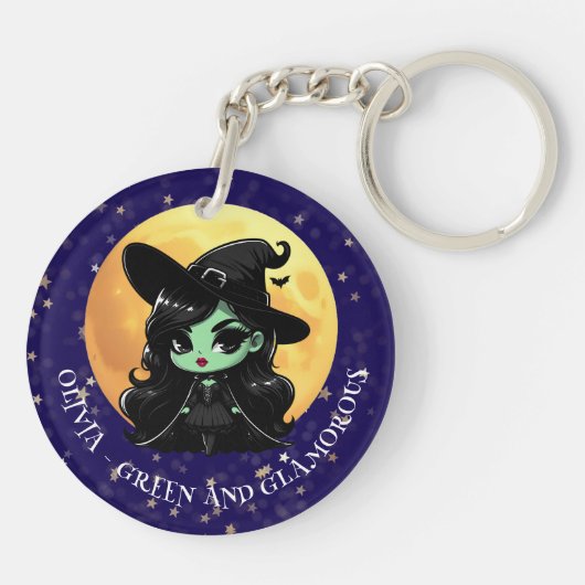 Wicked Green Glam Personalized Name キーホルダー (裏面)