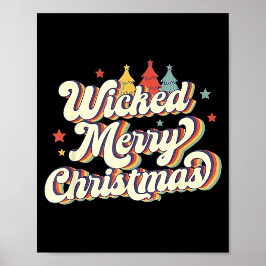 Wicked Merry Christmas Retro Groovy New England Xm ポスター (正面)