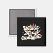 Wicked Merry Christmas Retro Groovy New England Xm マグネット (正面/裏面)