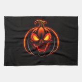 Wicked Neon Pumpkin Halloween Kitchen Towel キッチンタオル (横)