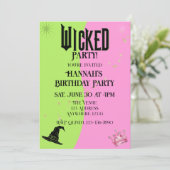 Wicked Pink Green Birthday Invitation 招待状 (スタンド正面)