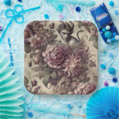 Wicked Plum Petals – Gothic Floral Design ペーパープレート (パーティー)