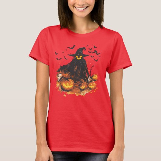 Wicked Pumpkin Reaper Halloween T-Shirt – Spooky Tシャツ (正面)
