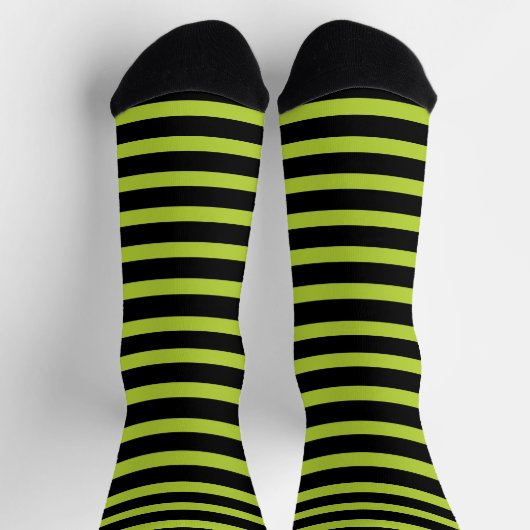 Wicked Witch Black and Green Striped ソックス (上部)