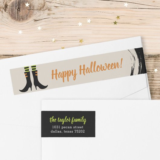 Wicked Witch Boots Halloween Address Labels ラップアラウンドラベル