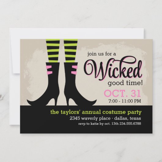 Wicked Witch Halloween Costume Party 招待状 (正面)