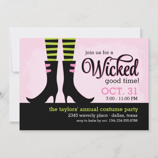 Wicked Witch Halloween Costume Party 招待状 (正面)