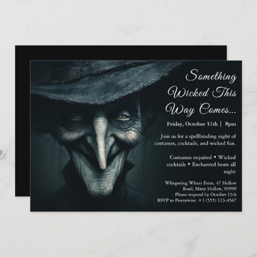 Wicked Witch Halloween Costume Party Invitation 招待状 (正面/裏面)