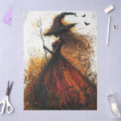 Wicked Witch in Red with Bats Decoupage 薄葉紙 (クラフト)