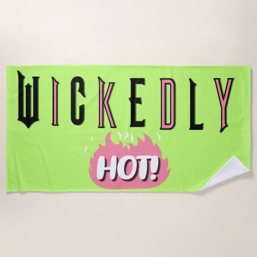 Wickedly Hot (Lime Green) Beach Towel ビーチタオル (正面)