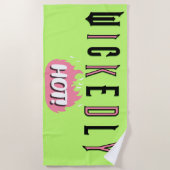 Wickedly Hot (Lime Green) Beach Towel ビーチタオル (正面)