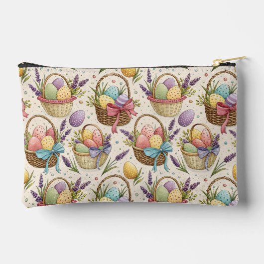 Wicker Basket Easter Eggs with Lavender アクセサリーポーチ (裏面)