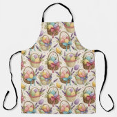 Wicker Basket Easter Eggs with Lavender エプロン (正面)