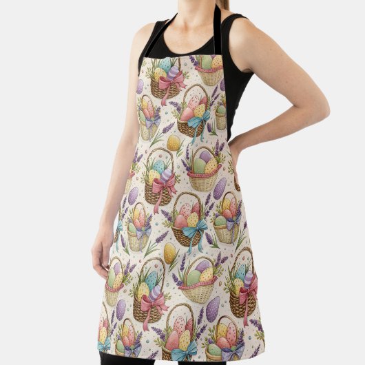 Wicker Basket Easter Eggs with Lavender エプロン (インサイチュ)
