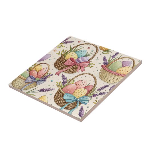 Wicker Basket Easter Eggs with Lavender タイル (側面)