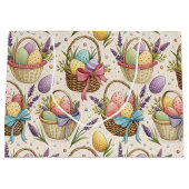 Wicker Basket Easter Eggs with Lavender ラージペーパーバッグ (正面)