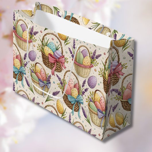 Wicker Basket Easter Eggs with Lavender ラージペーパーバッグ