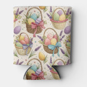 Wicker Basket Easter Eggs with Lavender 缶クーラー (正面)