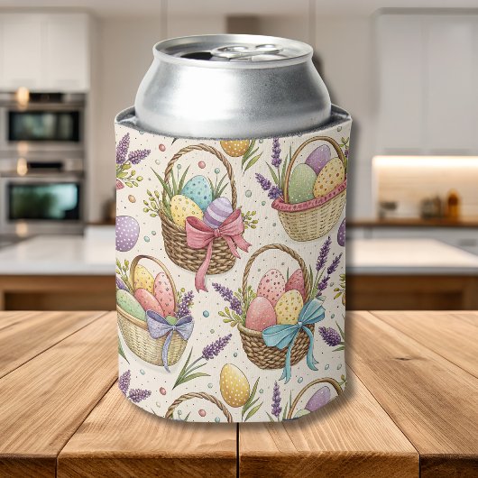 Wicker Basket Easter Eggs with Lavender 缶クーラー