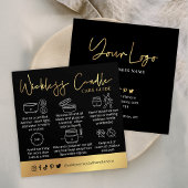 Wickless Candle Black & Gold Script Logo Care Card スクエア名刺