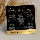 Wickless Candle Black & Gold Script Logo Care Card スクエア名刺