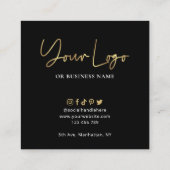 Wickless Candle Black & Gold Script Logo Care Card スクエア名刺 (裏面)