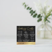 Wickless Candle Black & Gold Script Logo Care Card スクエア名刺 (スタンド正面)