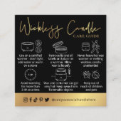 Wickless Candle Black & Gold Script Logo Care Card スクエア名刺 (正面)
