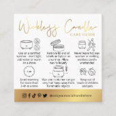 Wickless Candle Gold Script Logo Lux Care Card スクエア名刺 (正面)