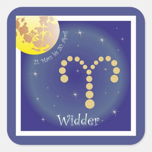 Widder 21. März bis 20. April Aufkleber スクエアシール (正面)