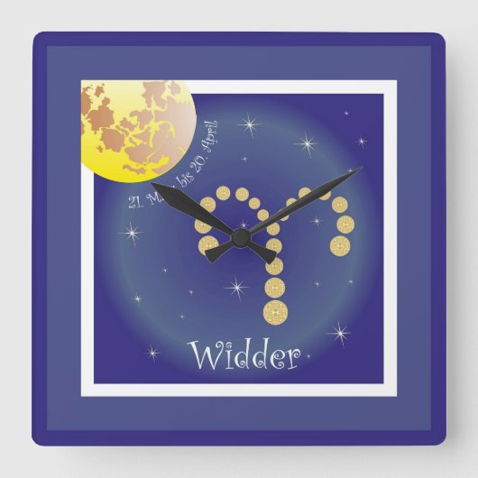 Widder 21. März bis 20. April Uhr スクエア壁時計 (正面)