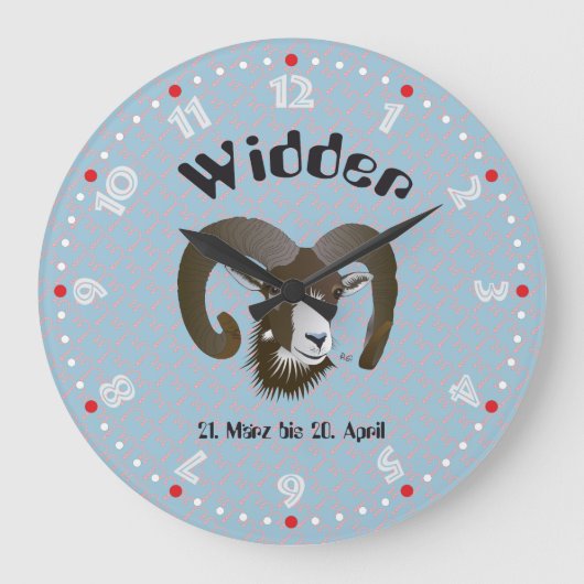 Widder 21. März bis 20. April Uhr ラージ壁時計 (正面)