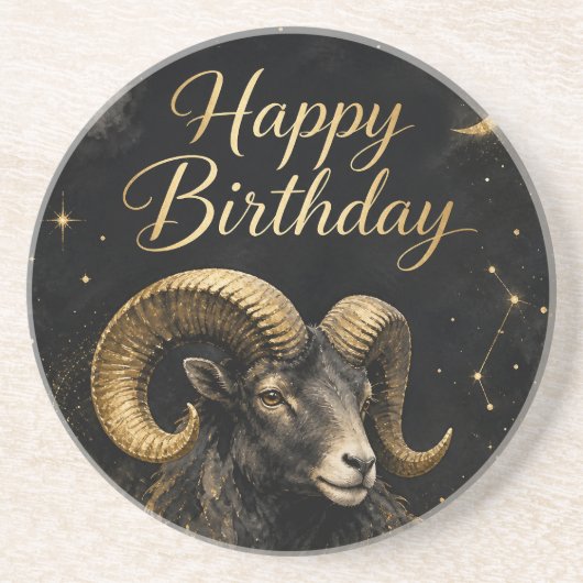 Widder Happy Birthday Sternzeichen Design コースター (正面)