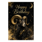 Widder Happy Birthday Sternzeichen Design ポスター (正面)