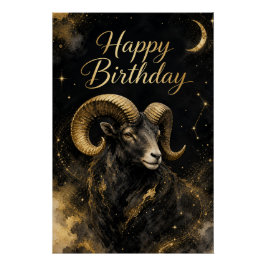 Widder Happy Birthday Sternzeichen Design ポスター