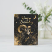 Widder Happy Birthday Sternzeichen Design ポストカード (スタンド正面)