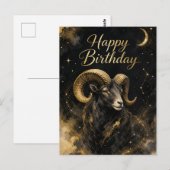 Widder Happy Birthday Sternzeichen Design ポストカード (正面/裏面)