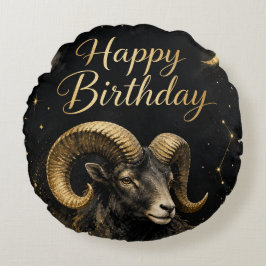 Widder Happy Birthday Sternzeichen Design ラウンドクッション