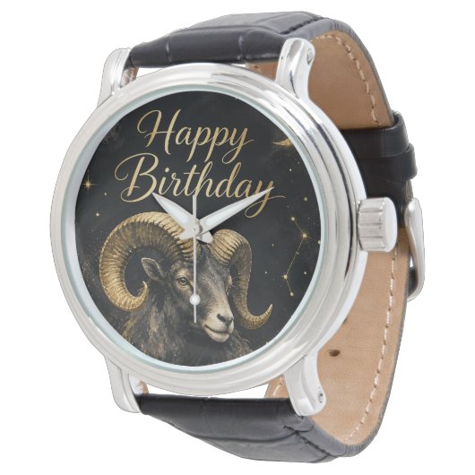 Widder Happy Birthday Sternzeichen Design 腕時計 (アングル)