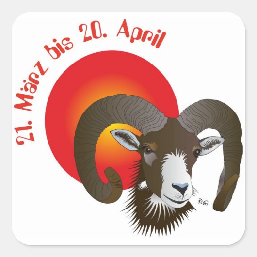 Widder - Tierkreiszeichen Aufkleber スクエアシール (正面)