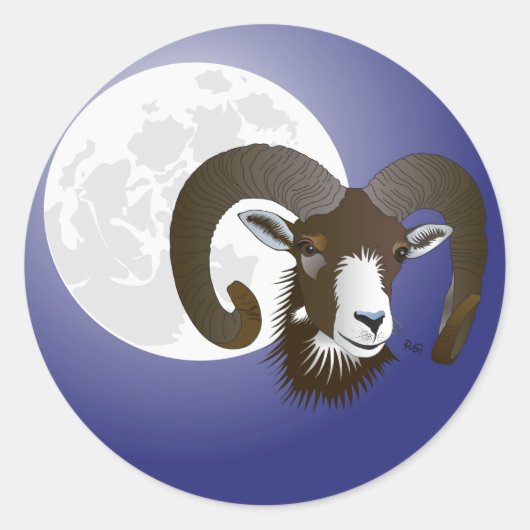 Widder - Tierkreiszeichen Aufkleber ラウンドシール (正面)