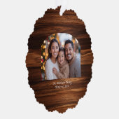 Wide Arch Family Christmas Photo Woodgrain オーナメントカード (右)