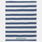 Wide Nautical Striped Weave Navy White ID1248 フリースブランケット (正面)