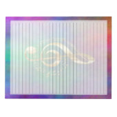 Wide Ruled金ゴールド音楽のトレブルクレフ、 音符記号オンカラフル ノートパッド (正面)