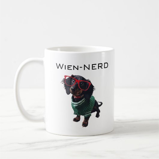 Wienおたくのおもしろいなダックスフントの"ウインナー犬"のマグ コーヒーマグカップ (左)