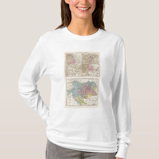 Wien、Pragのブダペストの地図 Tシャツ (正面)