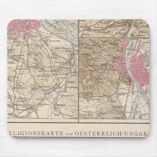 Wien、Prag、BudaPestマップ マウスパッド (正面)