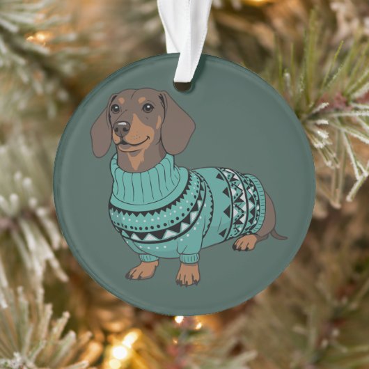 Wiener Dog Christmas Ugly Sweater Dachshund Pet  オーナメント (ツリー)